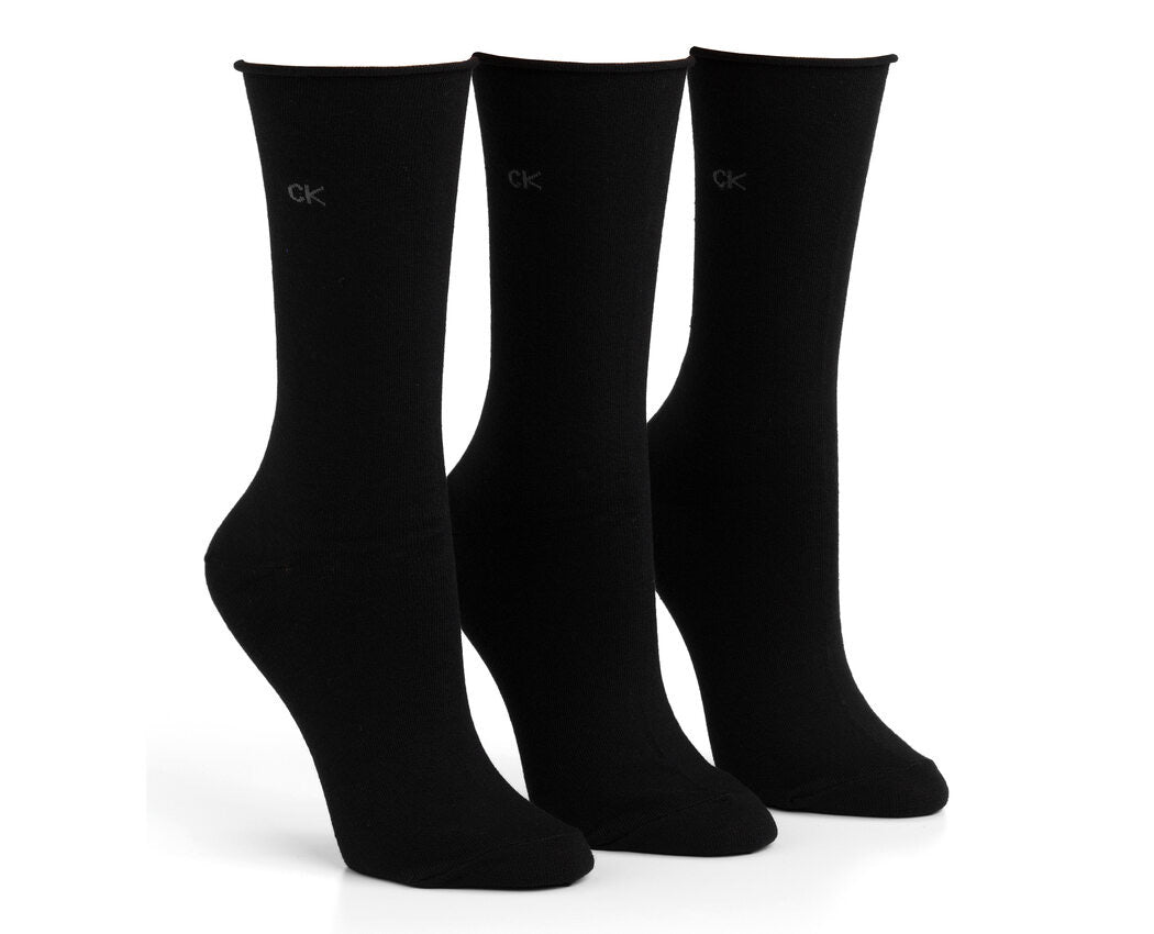 CK 3PK EMMA ROLL TOP CREW Black