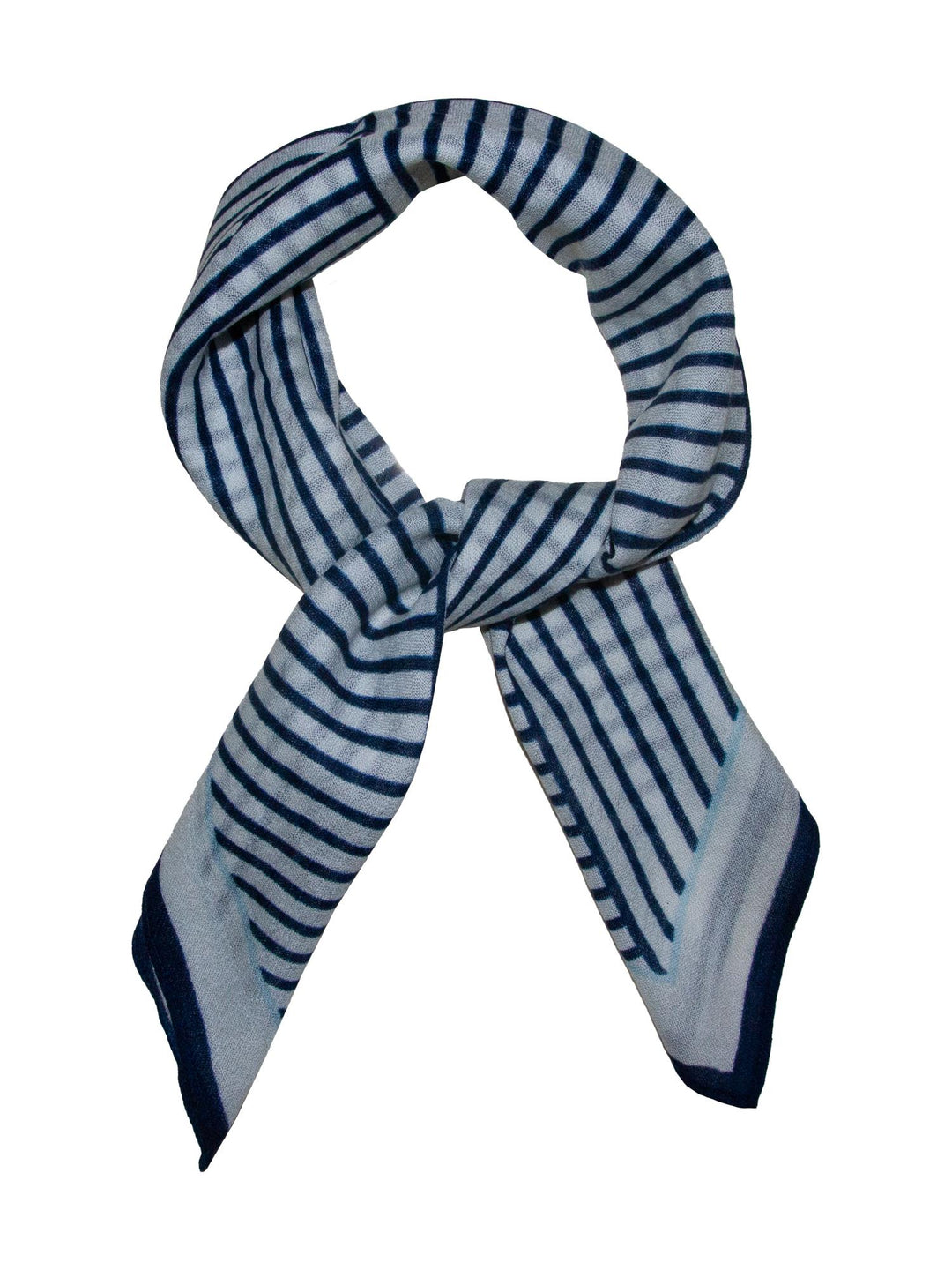 Skjerf m/striper Ull 70x70  Navy