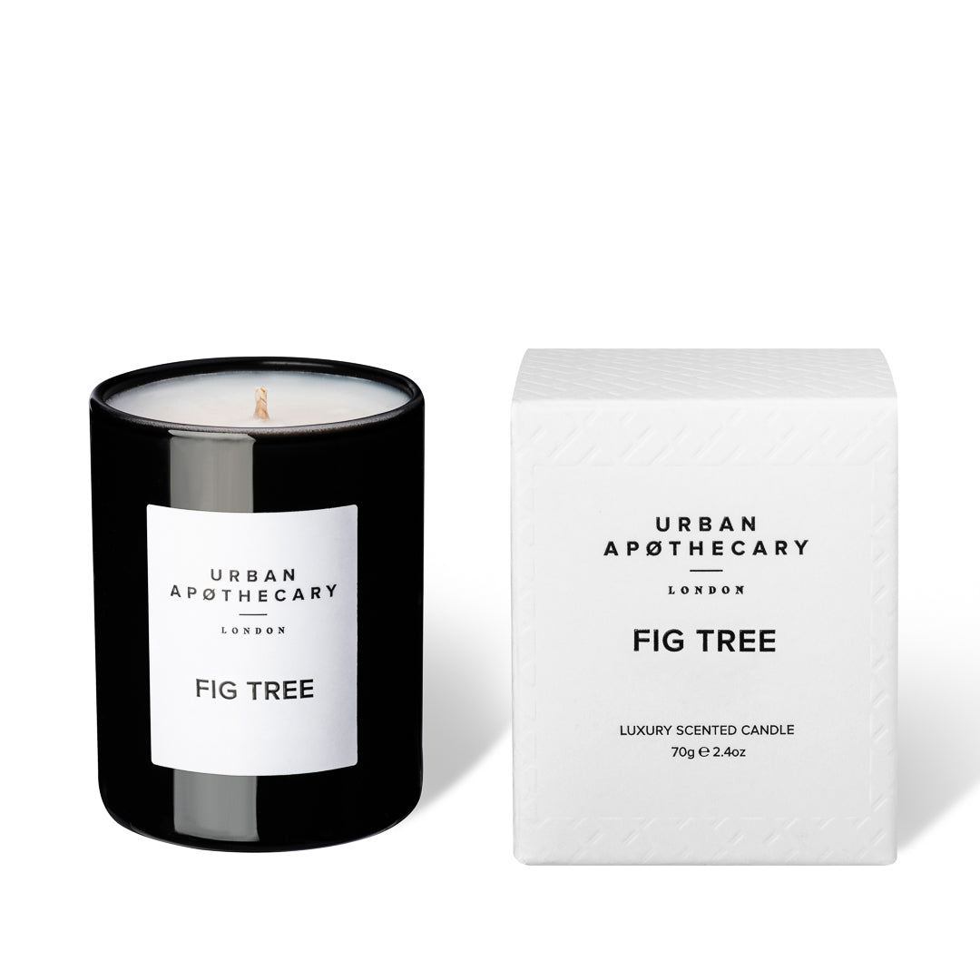 BLACK GLASS CANDLE 70G Fig Tree
