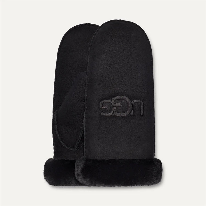 Sheepskin embroider mitt  Black