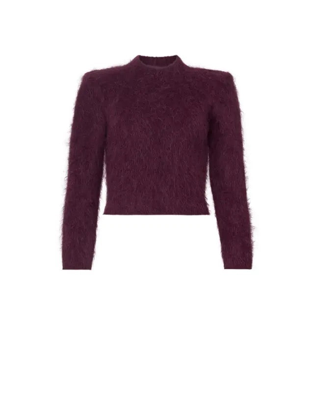 Hairy knit fitted sweater Burgundy