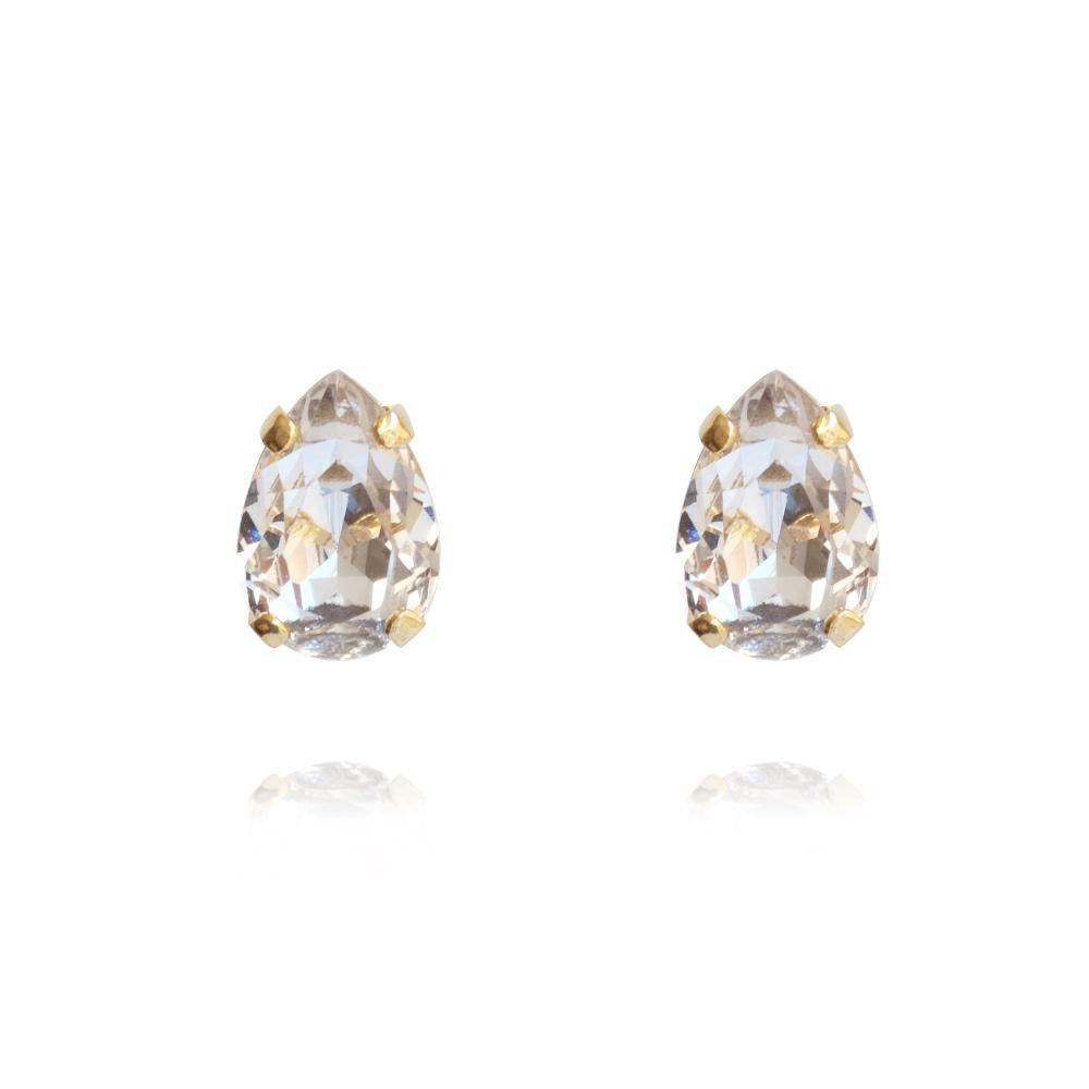 PETITE DROP STUD EARRINGS GOLD Crystal