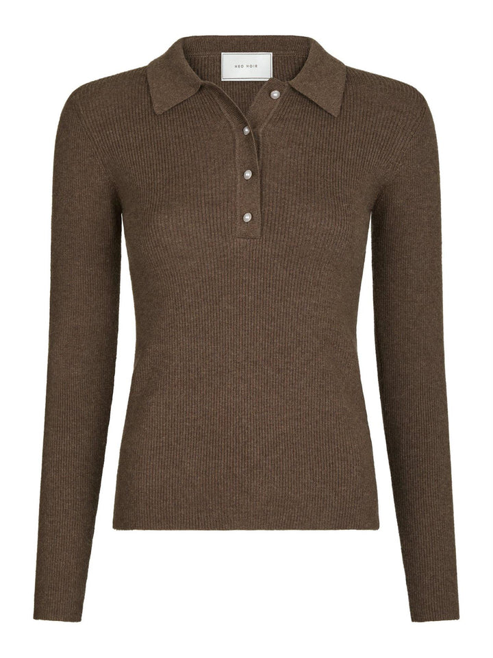 Panama knit blouse  Brown Melange