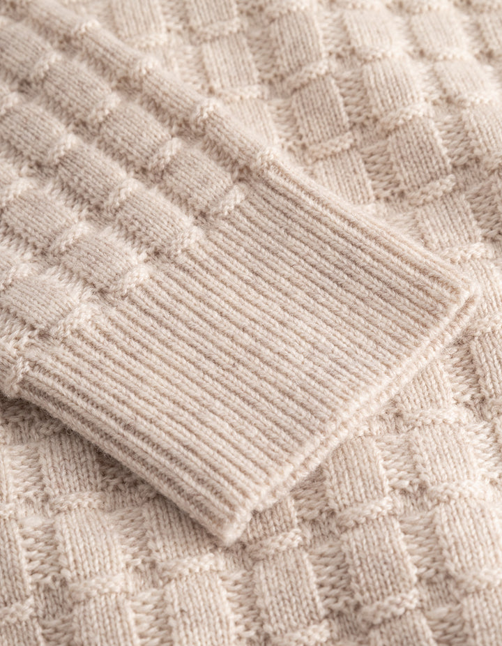 Gustav Squared Structure Polo Knit  Light Sand Melange