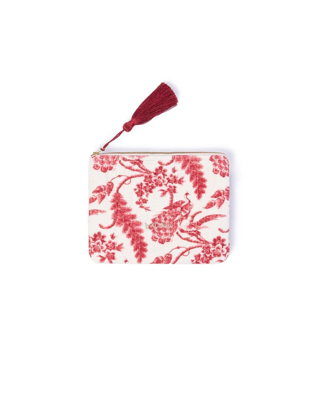 Zipper Pouch Velvet Vintage Bird
