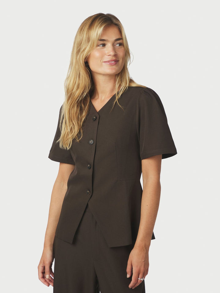 Jules Structure Blouse  Dark Brown
