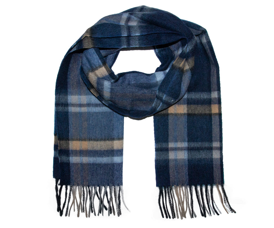 Skjerf ull 30x180 Blå/Beige