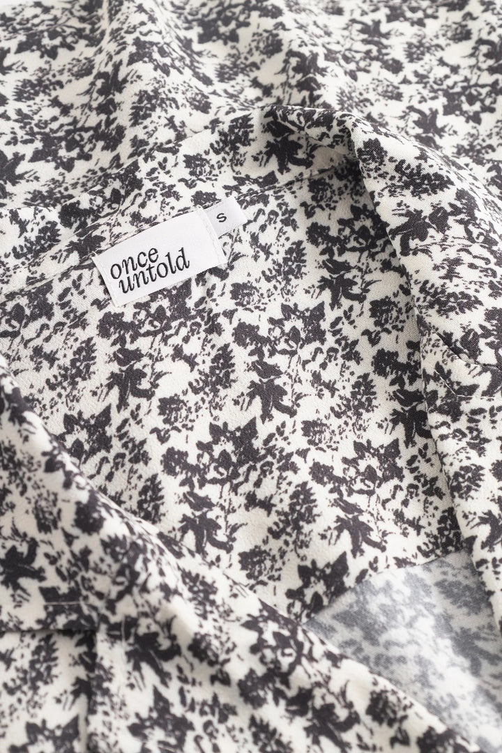 Ellen Bowler Shirt  Creme Black Print