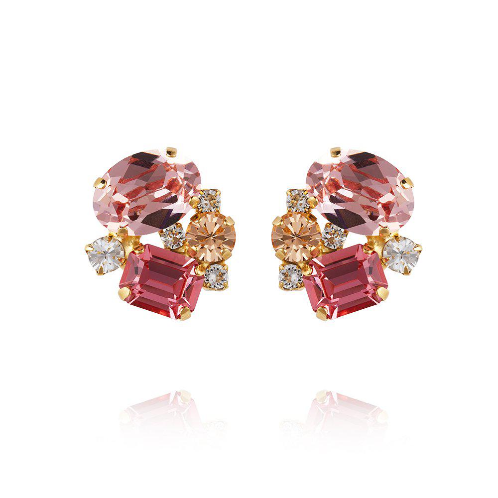 MINI CAROLINA EARRINGS GOLD Pink Combo