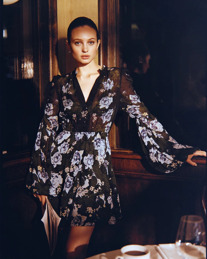 Georgette V-Neck Dress  Amadora