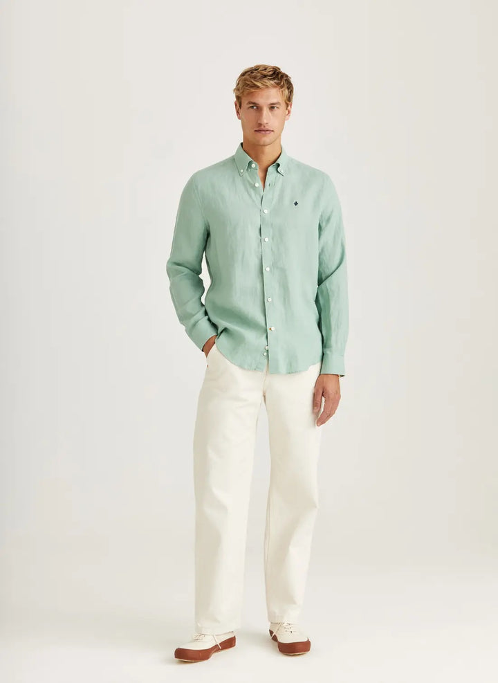 Douglas Linen Shirt-Classic Fit  Green