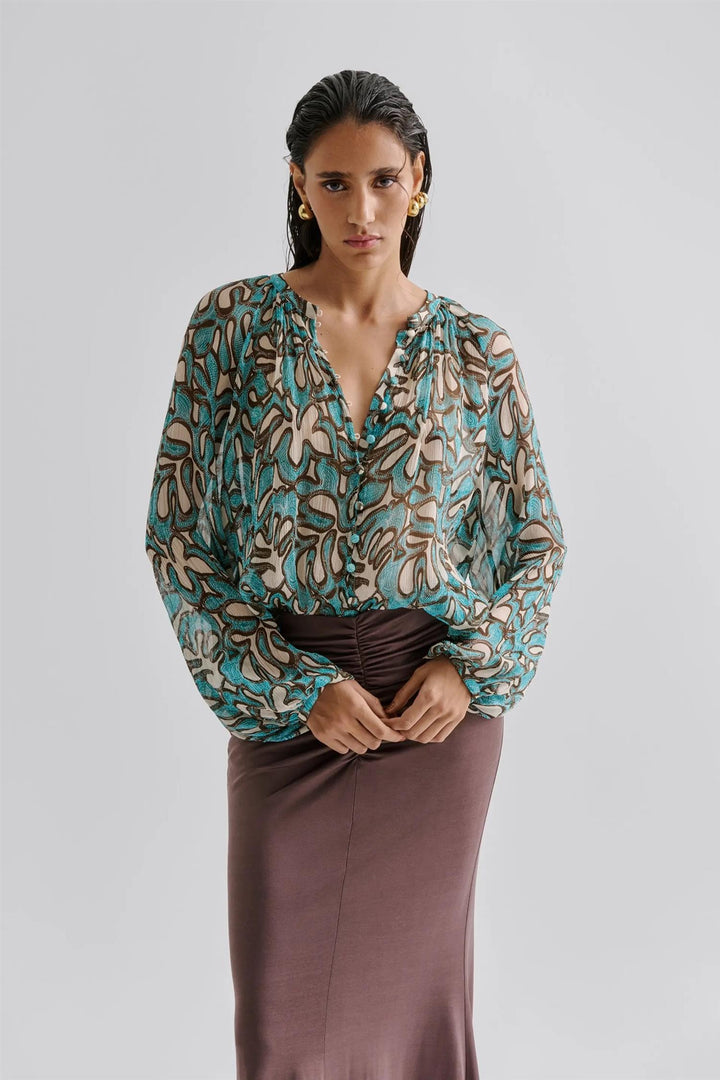 Mareva chiffon blouse  Blå