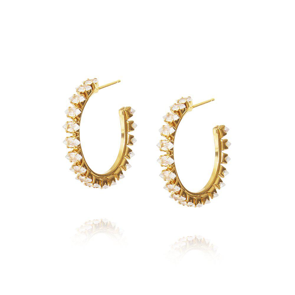 CRYSTAL NAVETTE LOOPEARRINGS GOLD Crystal