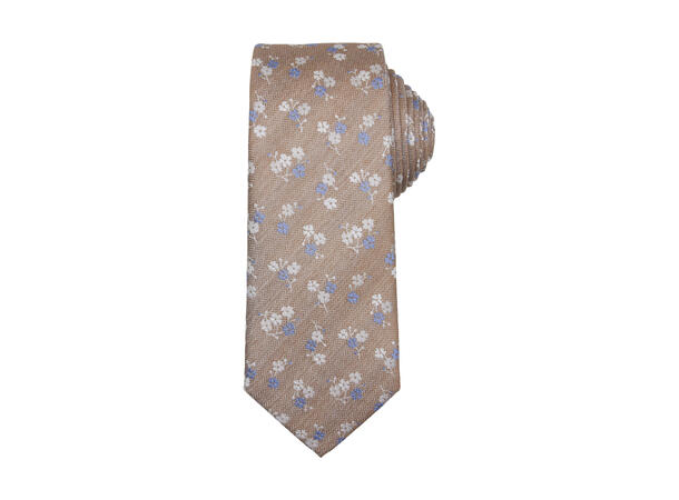 Santi silkeslips 7cm m/blomster Beige