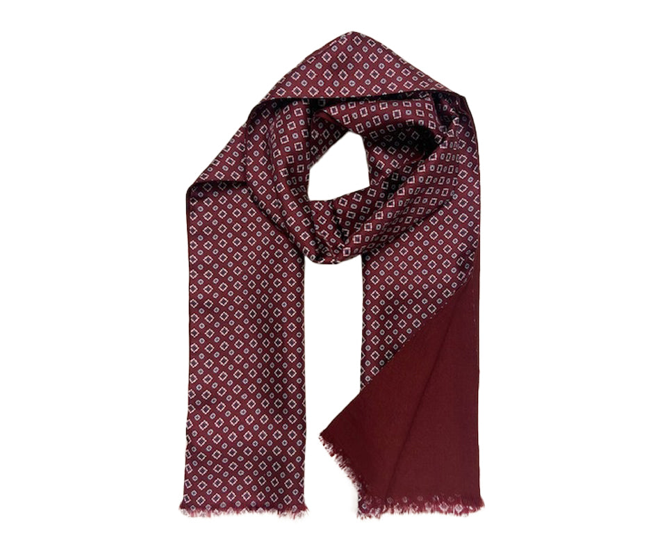 Skjerf exclusive ull/silke mønstret Wine