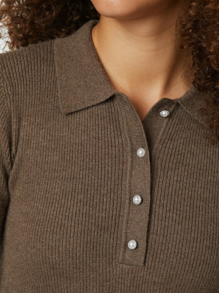 Panama knit blouse  Brown Melange