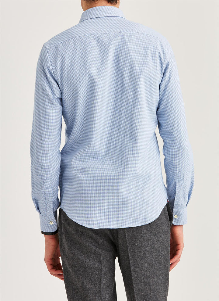 Soft Twill Dogtooth Shirt-Slim Fit  Blue