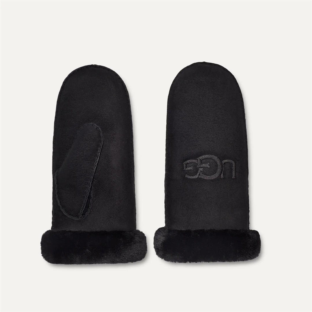 Sheepskin embroider mitt  Black