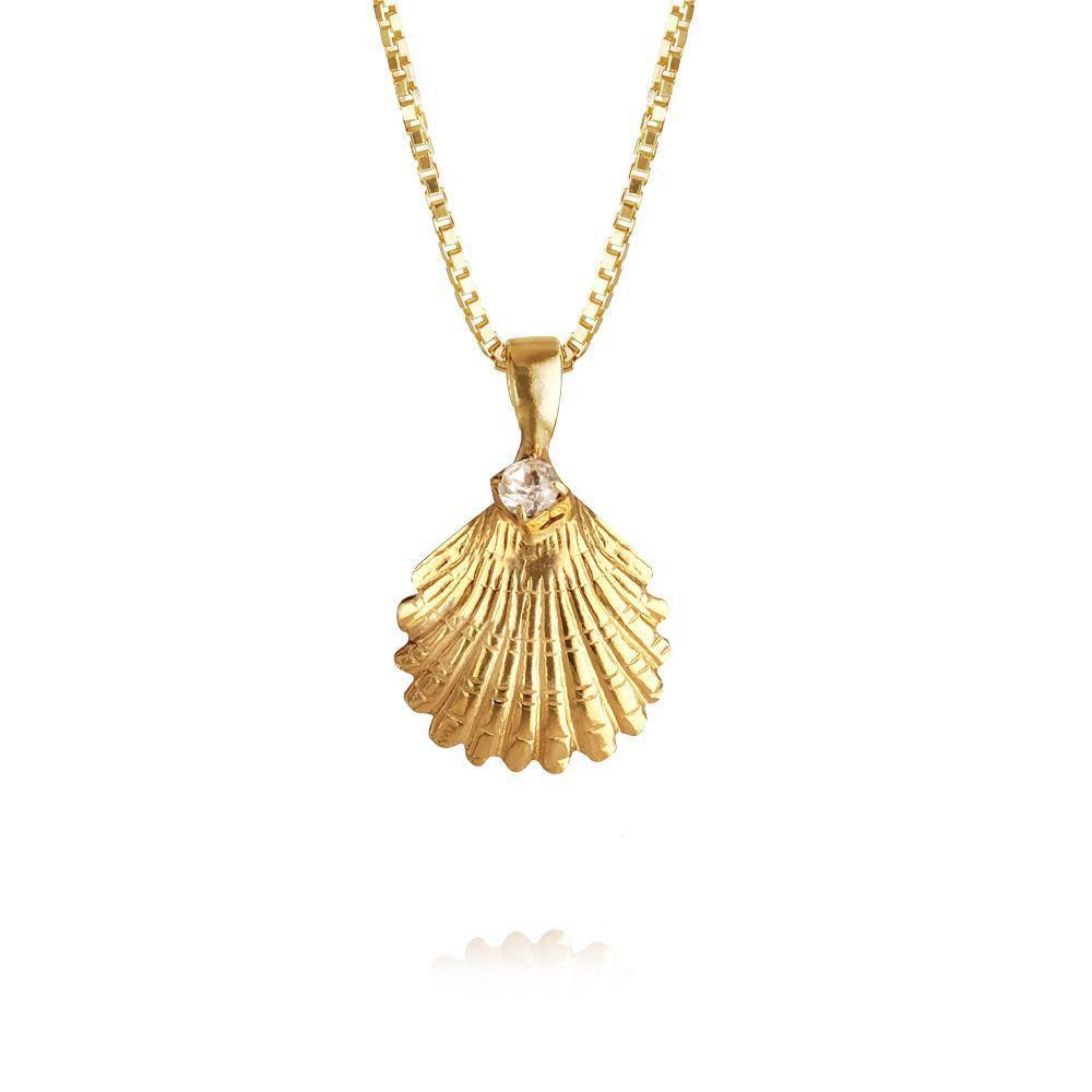 SHELL NECKLACE GOLD Crystal