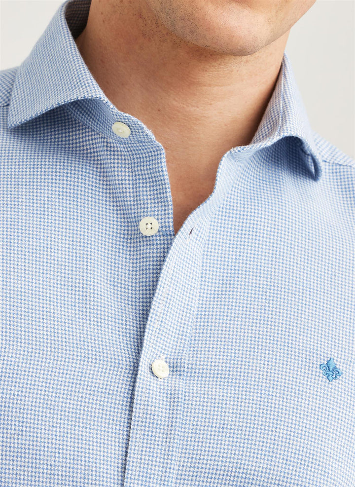 Soft Twill Dogtooth Shirt-Slim Fit  Blue