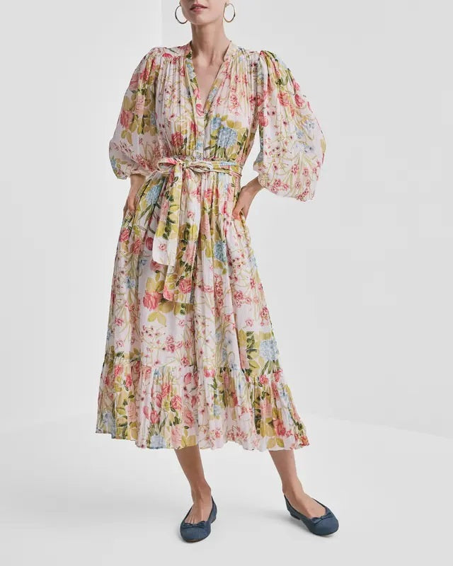 Bohemian belt dress  Flower Field