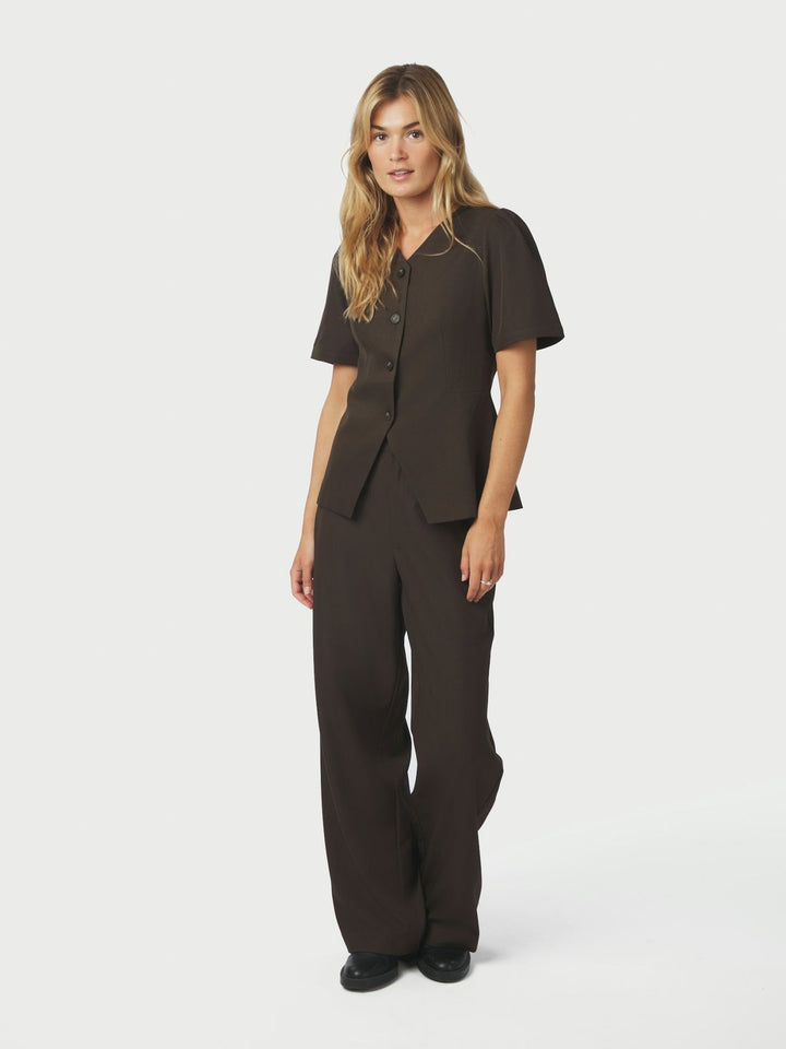 Jules Structure Blouse  Dark Brown