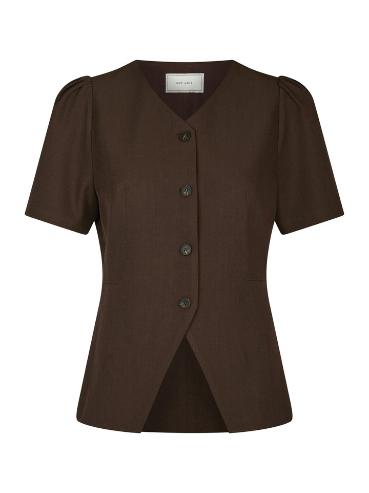 Jules Structure Blouse  Dark Brown