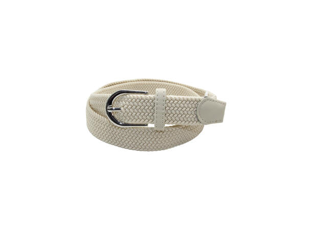 Intex Skandia belte 3cm strikk m/sølv spenne Lys Beige