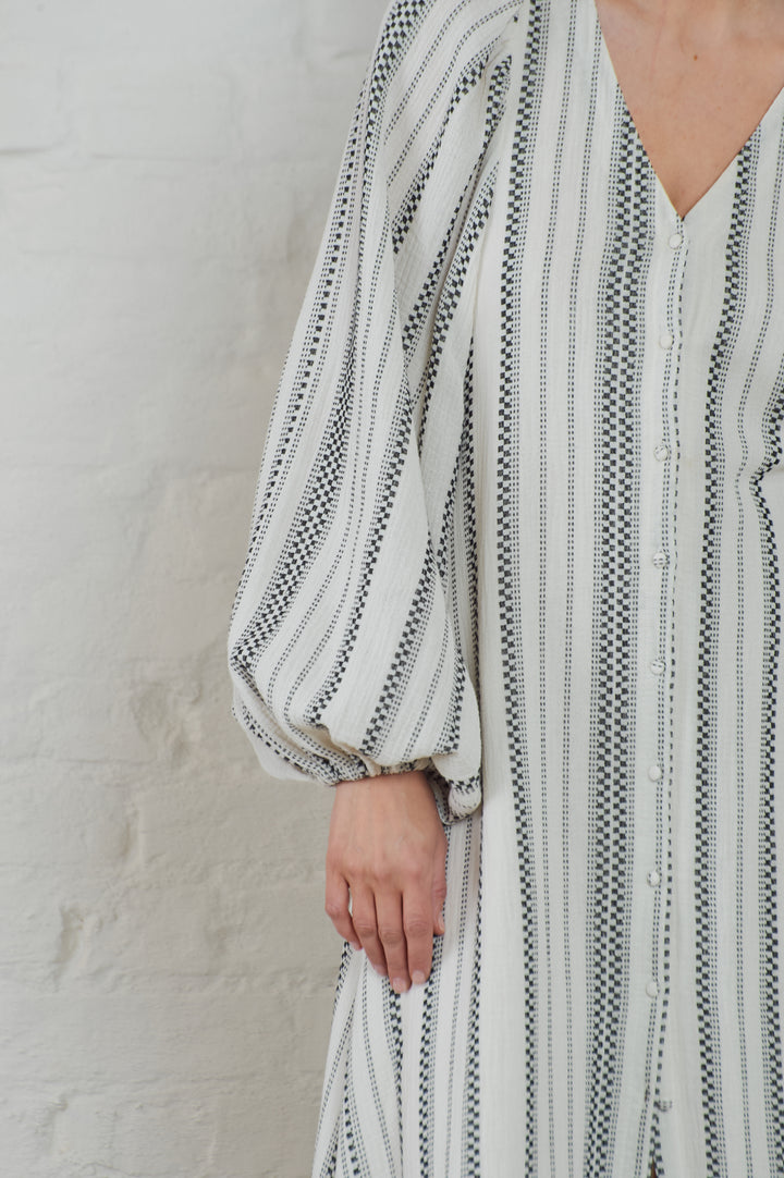 MILLA Striped Gauze  Ecru/Black