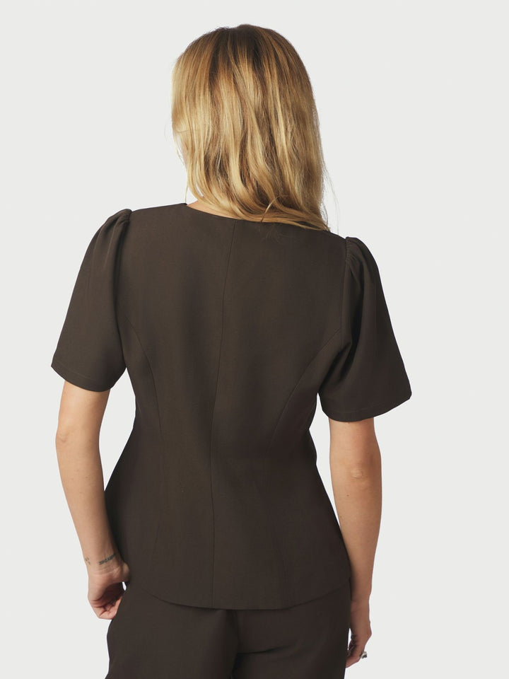 Jules Structure Blouse  Dark Brown