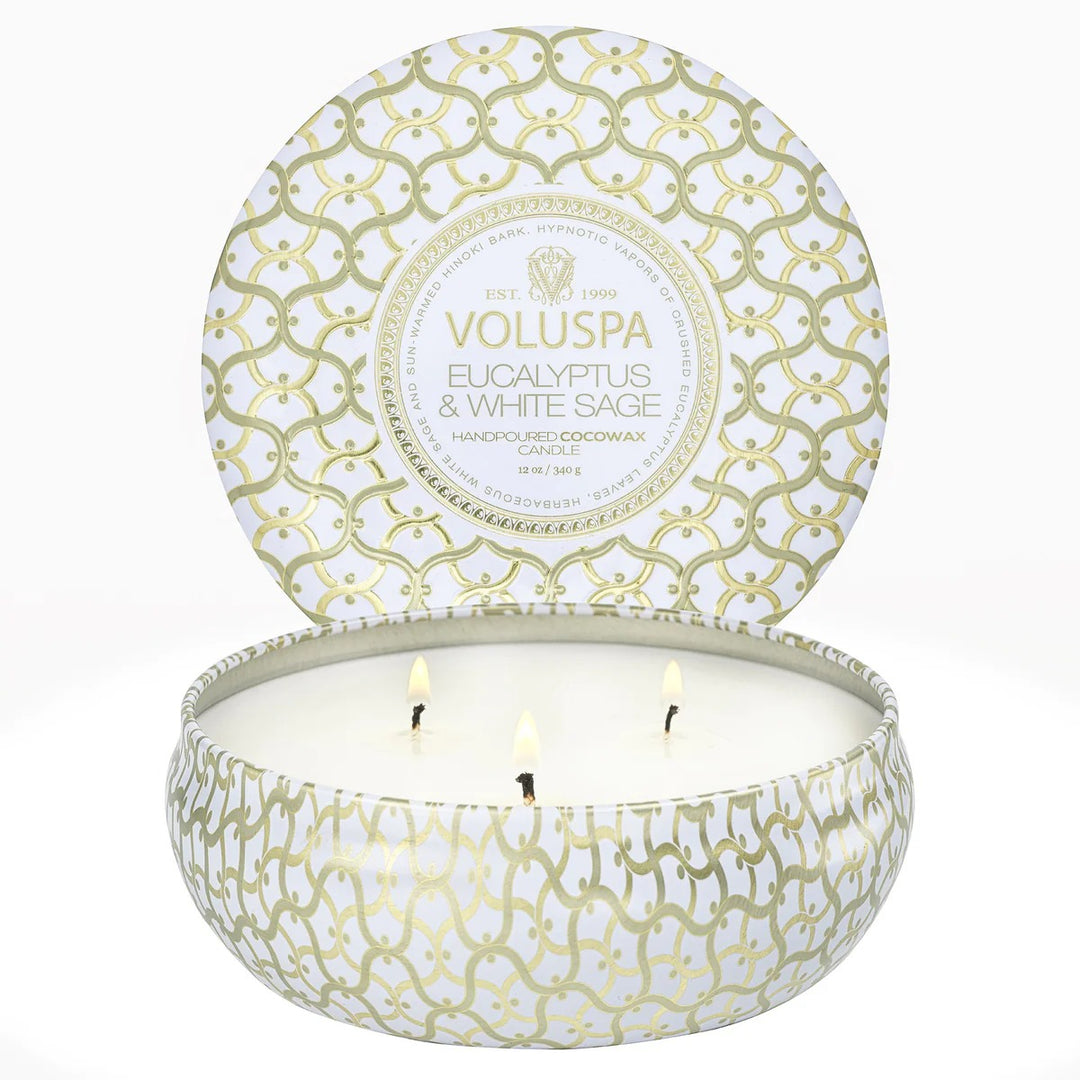3-WICK TIN CANDLE 40 TIM  Eucalyptus & White Sage