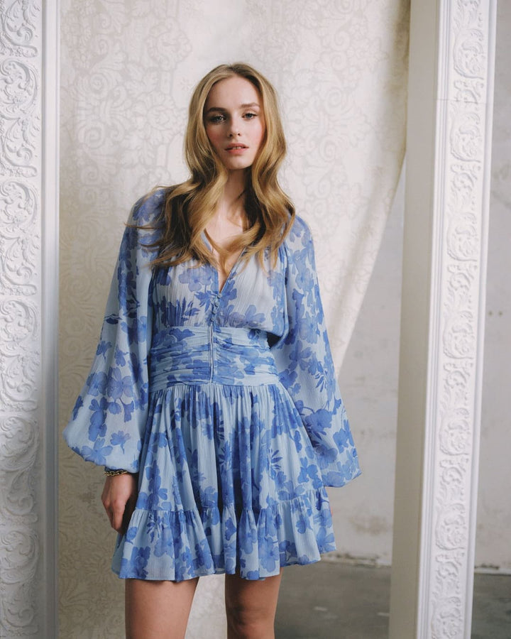 Chiffon Mini Dress  Skye Blue