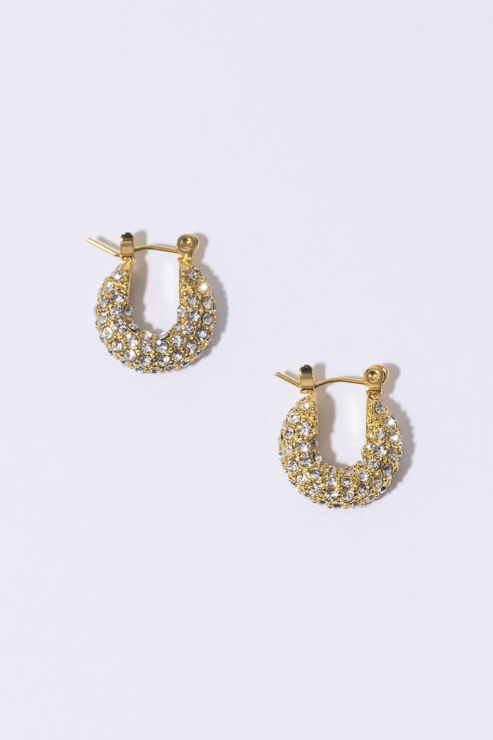TINY DIAMOND HOOPS  Gold