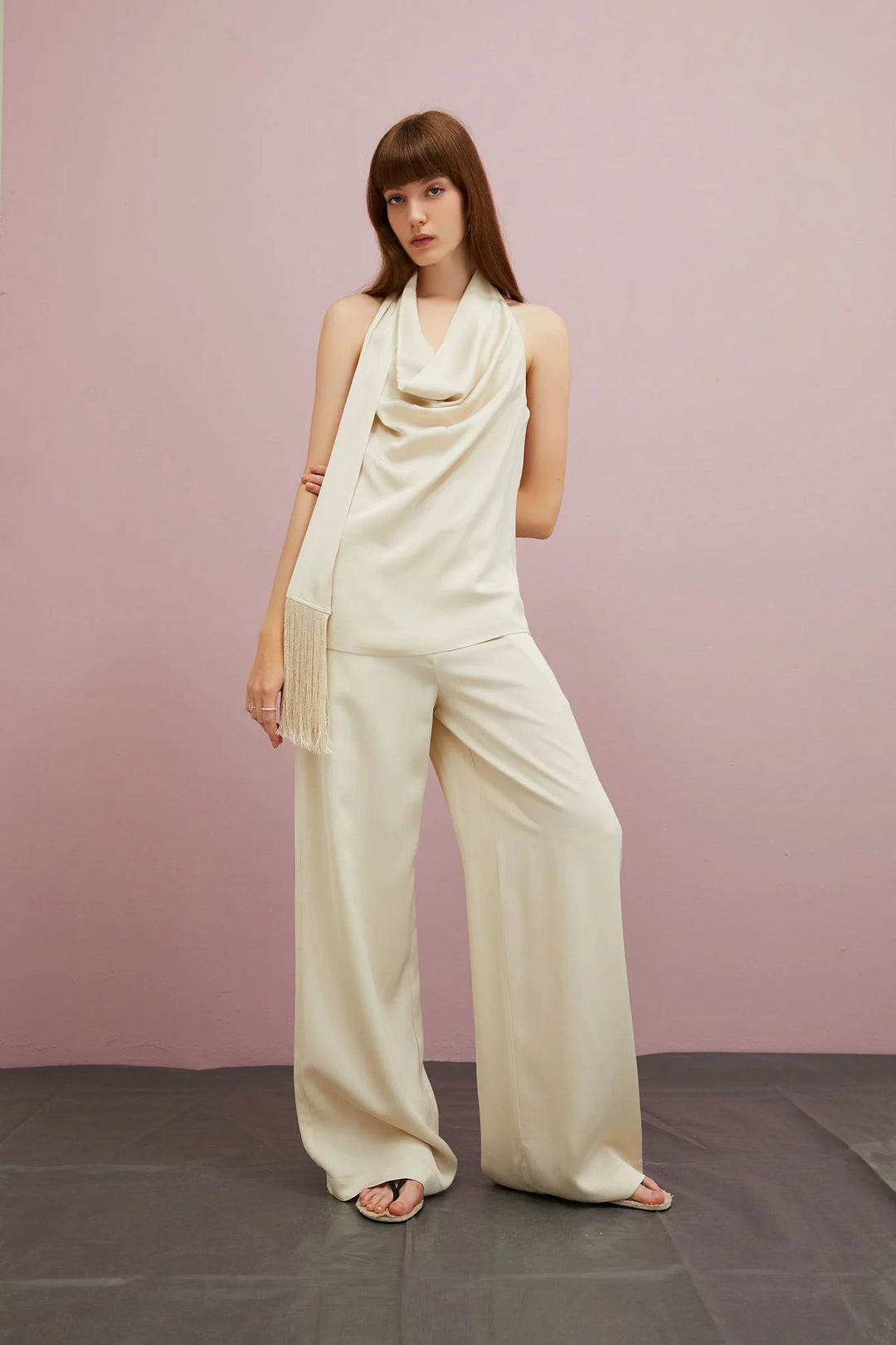 TOP IN CREPE DI VISCOSA Bone White