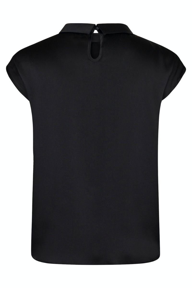 Fleur Drapy Satin Blouse  Black