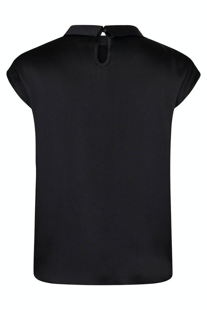 Fleur Drapy Satin Blouse  Black