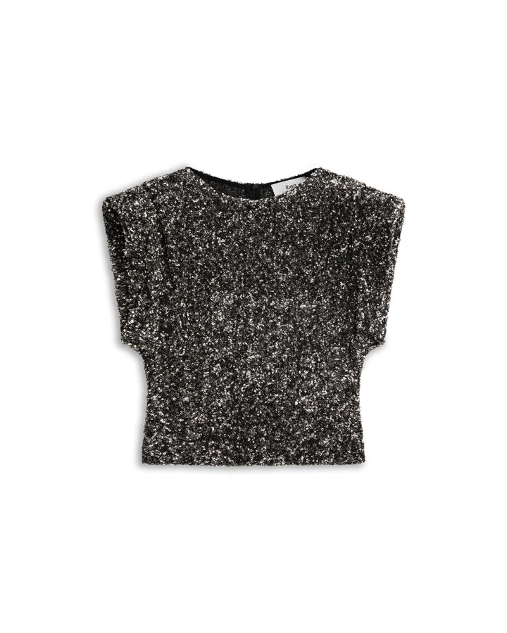 Sunset Sequin Top  Antique Silver