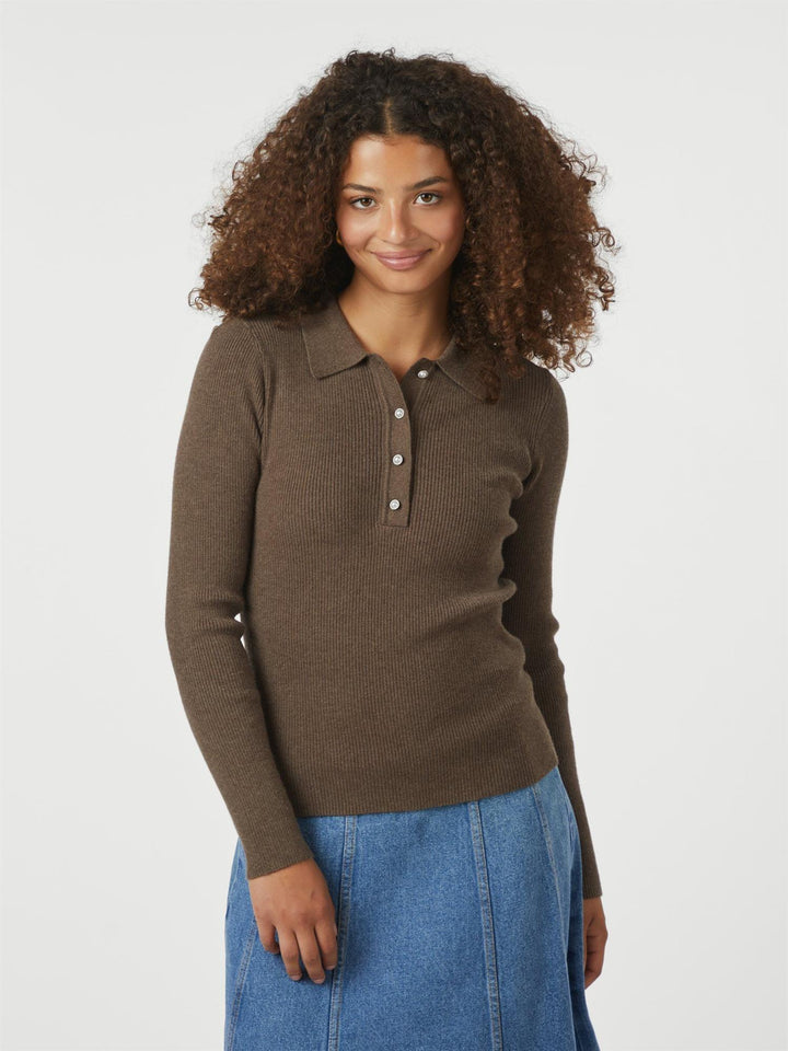 Panama knit blouse  Brown Melange
