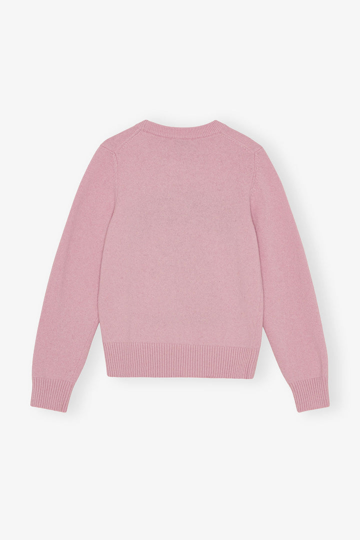 Graphic Wool Mix Poodle Crewneck  Chalk Pink