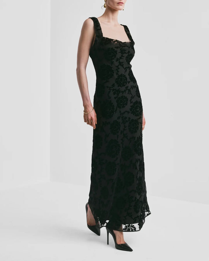 Velvet Strap Dress  Black