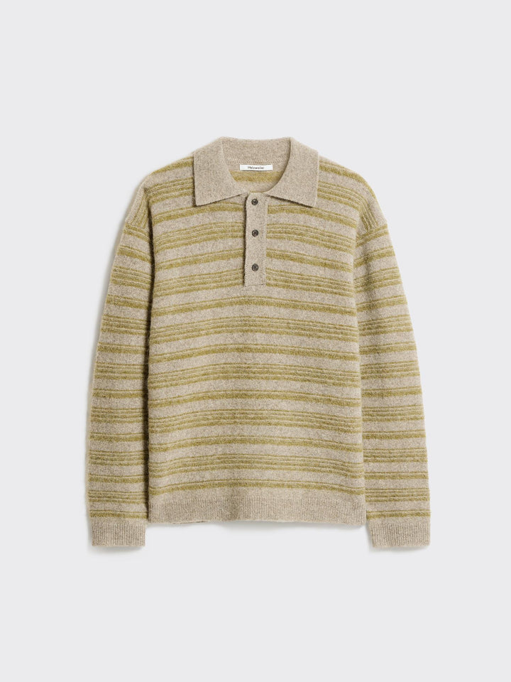 Ollie Wool Polo  Green Stripe