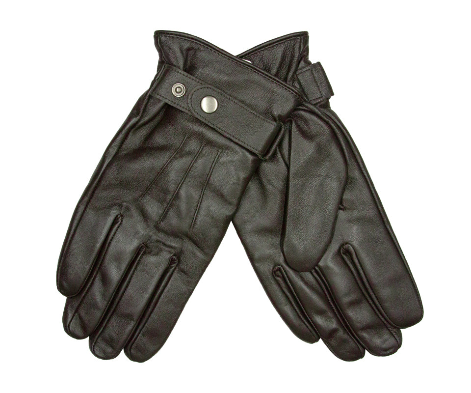 Hanske skinn m/knapp Brun