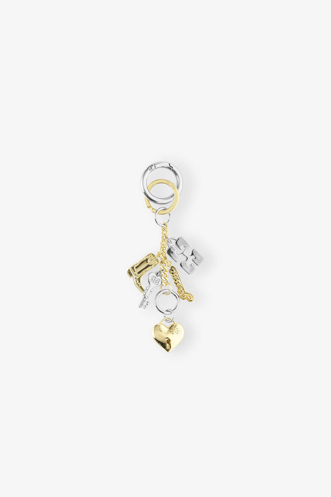 Ganni Bou Charms Keyring Silver and Gold Mixed Colours