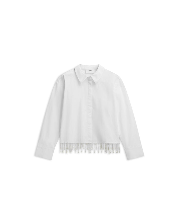 Fringe Pearl Shirt  White