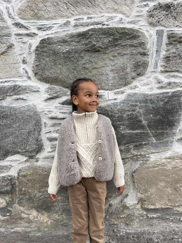 Vest Wool Teddy w. Lining  Camel Melange