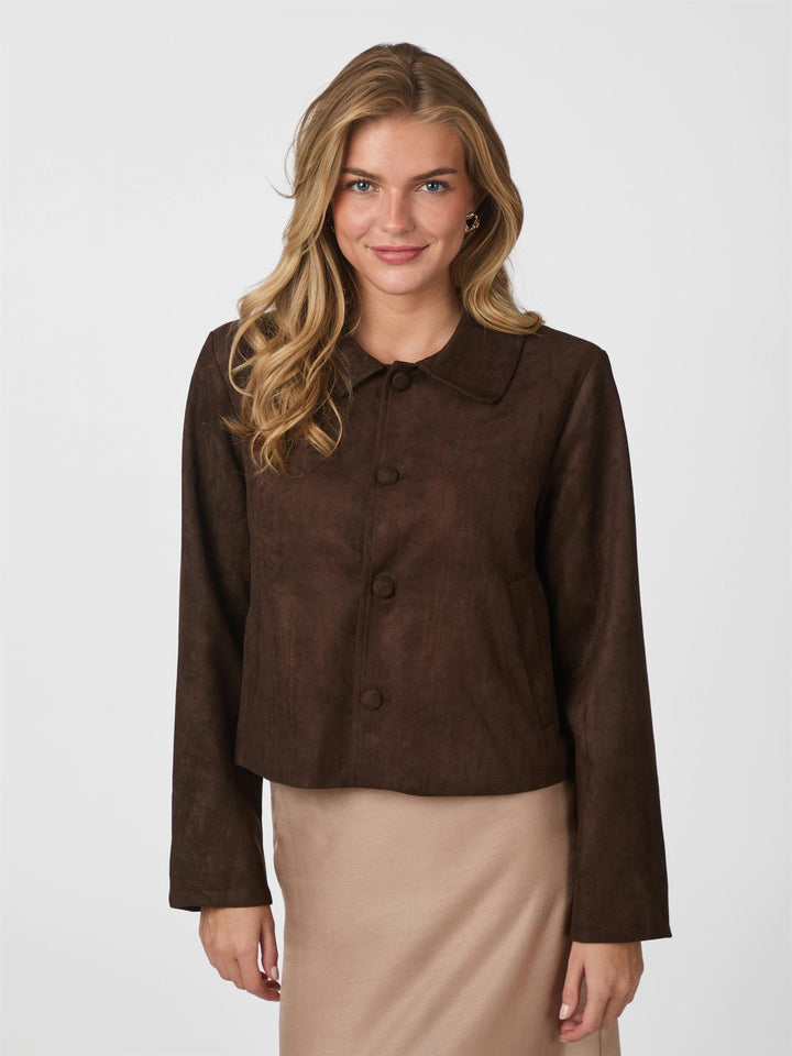 NILO FAUX SUEDE JACKET  Dk.Brown