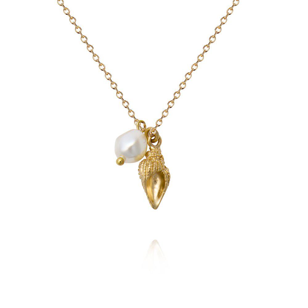 SHELL PEARL NECKLACE GOLD Gold