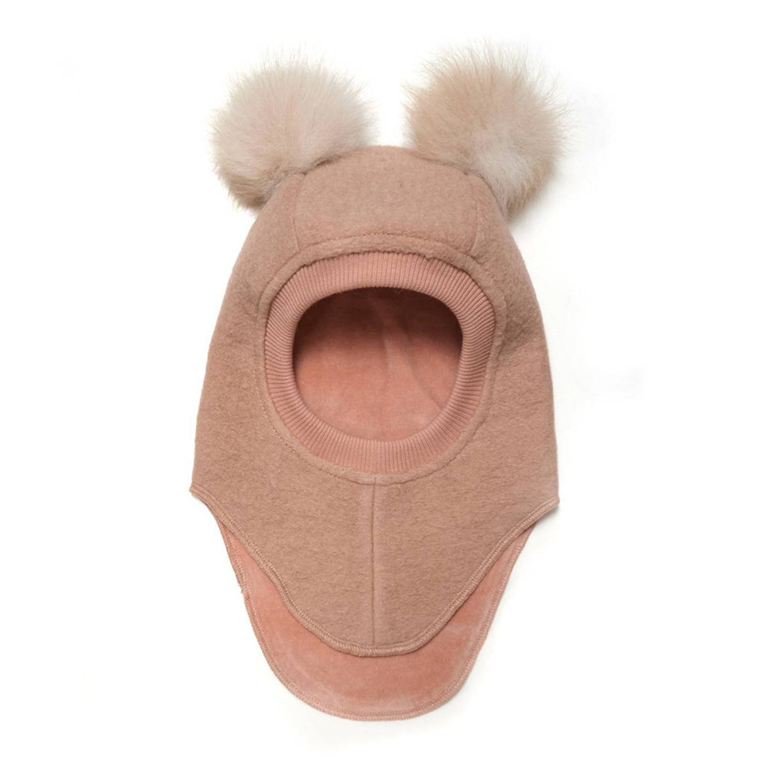 Balaclava w. Alpaca Pompoms Rose Melange