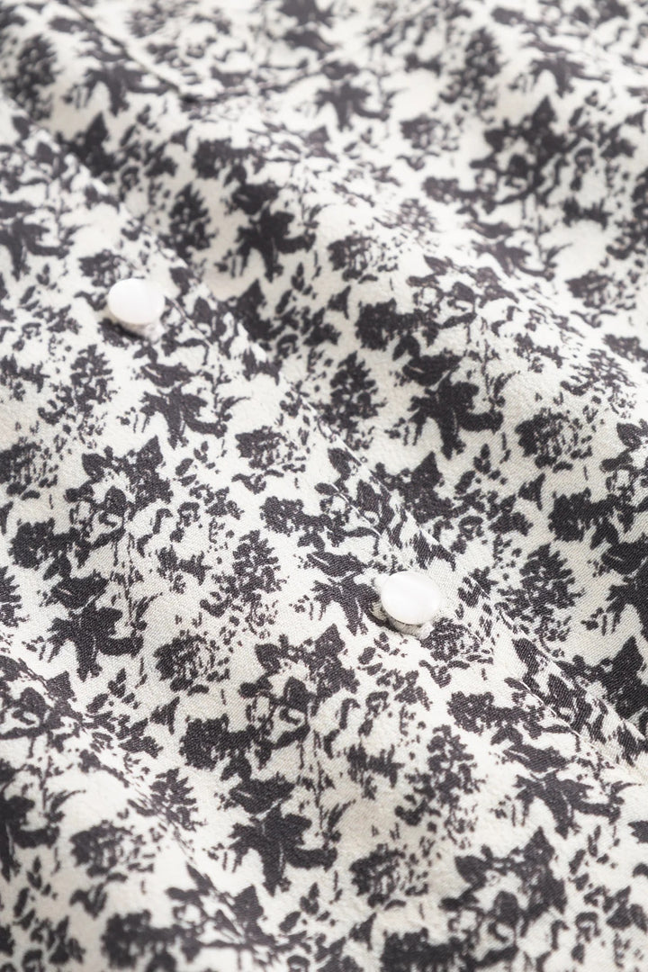 Ellen Bowler Shirt  Creme Black Print
