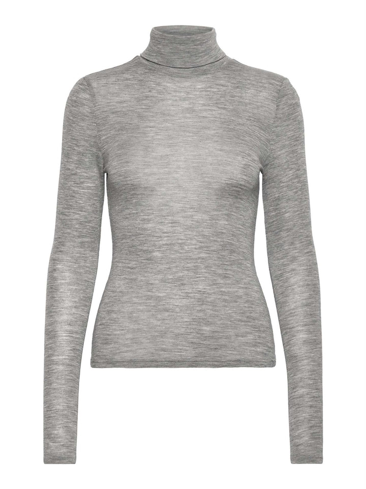 RWSara LS Roll-neck Regular T-shirt  Light Grey Melange